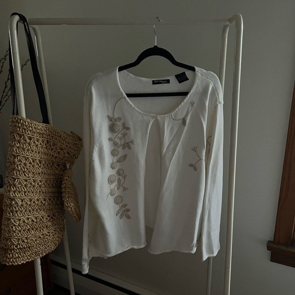 Vintage Crossing Pointe Neutral Embroidered Cardigan